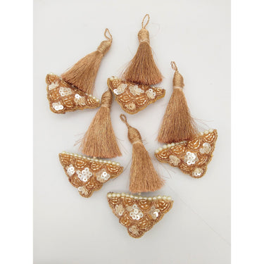 Copper Tassels In Gold and White Bead and Sequins, Indian Latkans, Blouse Latkan